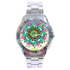 Artistic Pattern Mandala Stainless Steel Analogue Watch