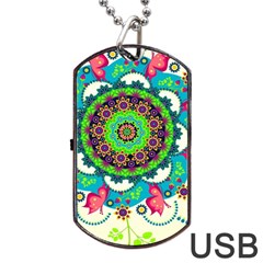 Artistic Pattern Mandala Dog Tag Usb Flash (two Sides) by Jancukart