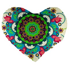 Artistic Pattern Mandala Large 19  Premium Heart Shape Cushions