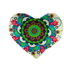 Artistic Pattern Mandala Standard 16  Premium Flano Heart Shape Cushions