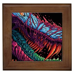 Floral Digital Art Tongue Out Framed Tile