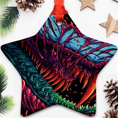 Floral Digital Art Tongue Out Ornament (star)