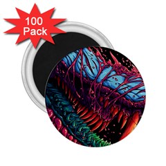 Floral Digital Art Tongue Out 2 25  Magnets (100 Pack) 