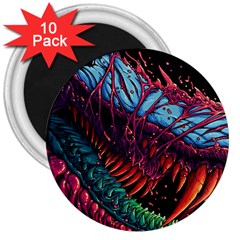 Floral Digital Art Tongue Out 3  Magnets (10 Pack) 