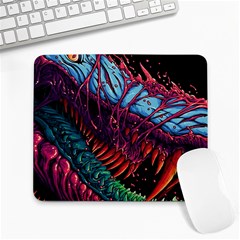 Floral Digital Art Tongue Out Large Mousepad