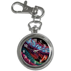 Floral Digital Art Tongue Out Key Chain Watches