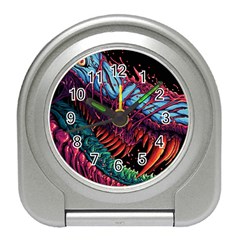 Floral Digital Art Tongue Out Travel Alarm Clock