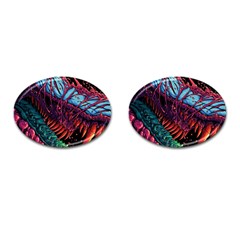 Floral Digital Art Tongue Out Cufflinks (oval)