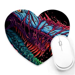 Floral Digital Art Tongue Out Heart Mousepad