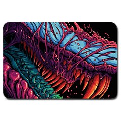 Floral Digital Art Tongue Out Large Doormat by Jancukart