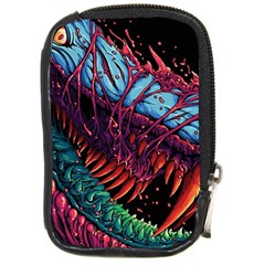 Floral Digital Art Tongue Out Compact Camera Leather Case