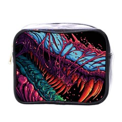 Floral Digital Art Tongue Out Mini Toiletries Bag (one Side)