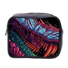 Floral Digital Art Tongue Out Mini Toiletries Bag (two Sides)