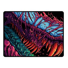 Floral Digital Art Tongue Out One Side Fleece Blanket (small)