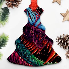 Floral Digital Art Tongue Out Christmas Tree Ornament (two Sides)