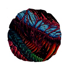 Floral Digital Art Tongue Out Standard 15  Premium Round Cushions