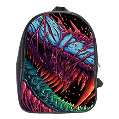 Floral Digital Art Tongue Out School Bag (xl)