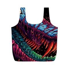 Floral Digital Art Tongue Out Full Print Recycle Bag (m)