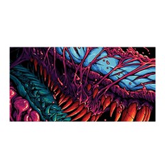 Floral Digital Art Tongue Out Satin Wrap 35  X 70 