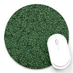 Leafy Elegance Botanical Pattern Round Mousepad Front