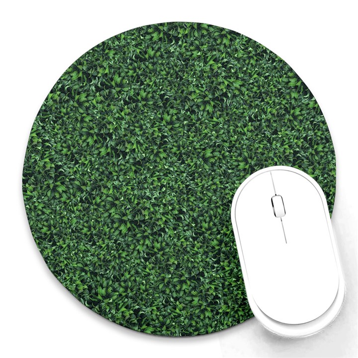 Leafy Elegance Botanical Pattern Round Mousepad