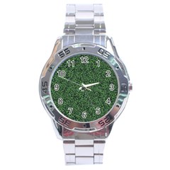 Leafy Elegance Botanical Pattern Stainless Steel Analogue Watch by dflcprintsclothing