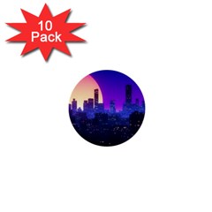 The Sun Night Music The City Background 80s 80 s Synth 1  Mini Buttons (10 Pack) 