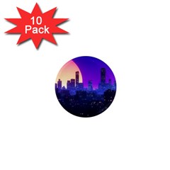 The Sun Night Music The City Background 80s 80 s Synth 1  Mini Magnet (10 Pack) 