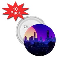 The Sun Night Music The City Background 80s 80 s Synth 1 75  Buttons (10 Pack)