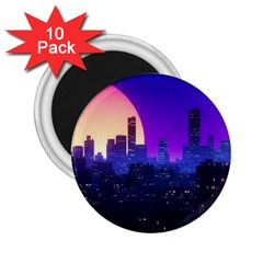 The Sun Night Music The City Background 80s 80 s Synth 2 25  Magnets (10 Pack) 