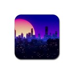 The Sun Night Music The City Background 80s 80 s Synth Rubber Coaster (Square) Front