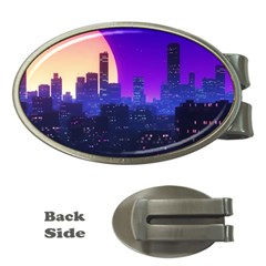 The Sun Night Music The City Background 80s 80 s Synth Money Clips (oval)  by Jancukart