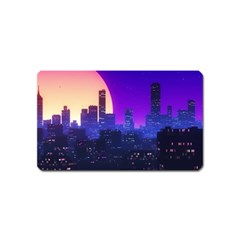 The Sun Night Music The City Background 80s 80 s Synth Magnet (name Card)