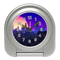 The Sun Night Music The City Background 80s 80 s Synth Travel Alarm Clock