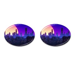 The Sun Night Music The City Background 80s 80 s Synth Cufflinks (oval)