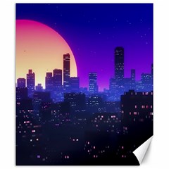 The Sun Night Music The City Background 80s 80 s Synth Canvas 20  X 24  by Jancukart