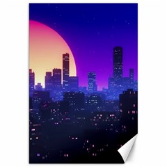 The Sun Night Music The City Background 80s 80 s Synth Canvas 20  X 30  by Jancukart