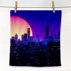 The Sun Night Music The City Background 80s 80 s Synth Face Towel