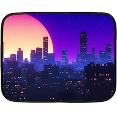 The Sun Night Music The City Background 80s 80 s Synth One Side Fleece Blanket (mini)