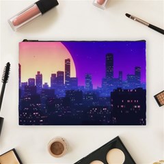 The Sun Night Music The City Background 80s 80 s Synth Cosmetic Bag (large)