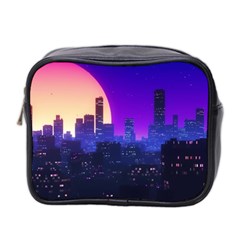 The Sun Night Music The City Background 80s 80 s Synth Mini Toiletries Bag (two Sides) by Jancukart