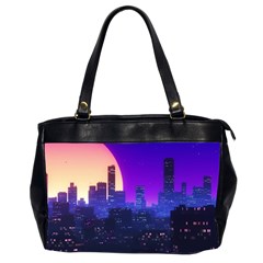 The Sun Night Music The City Background 80s 80 s Synth Oversize Office Handbag (2 Sides)