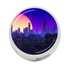 The Sun Night Music The City Background 80s 80 s Synth 4-port Usb Hub (two Sides)