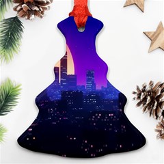 The Sun Night Music The City Background 80s 80 s Synth Ornament (christmas Tree) 