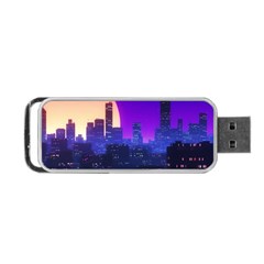 The Sun Night Music The City Background 80s 80 s Synth Portable Usb Flash (one Side)