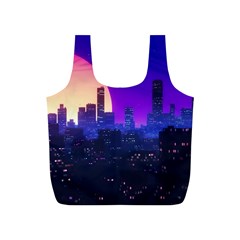 The Sun Night Music The City Background 80s 80 s Synth Full Print Recycle Bag (s)