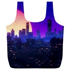 The Sun Night Music The City Background 80s 80 s Synth Full Print Recycle Bag (xl)