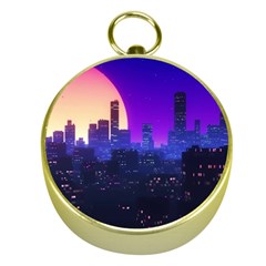 The Sun Night Music The City Background 80s 80 s Synth Gold Compasses by Jancukart