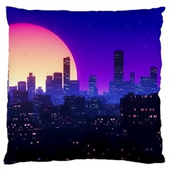 The Sun Night Music The City Background 80s 80 s Synth Standard Premium Plush Fleece Cushion Case (one Side)