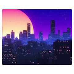 The Sun Night Music The City Background 80s 80 s Synth Premium Plush Fleece Blanket (medium)